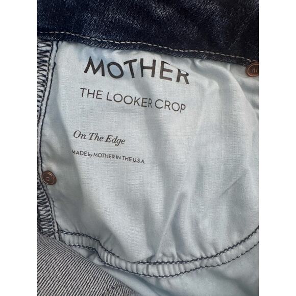 Mother The Looker Crop 5 Pocket Blue Jeans Damaged 29 on the edge large denim - Picture 7 of 10
